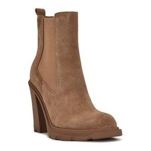 Nine West - REAM Chelsea Heeled Booties US 6.5 M NIB Medium Textile Upper Brown